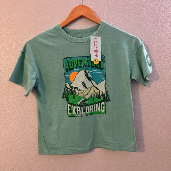 New Cat & Jack Boy Tee Color: Ocean Green Size: Black S (6/7) “Adventure - Picture 5 of 13